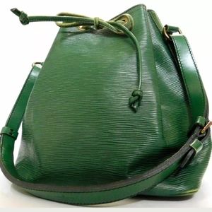 AUTHENTIC LOUIS VUITTON NOE GREEN LEATHER HANDBAG